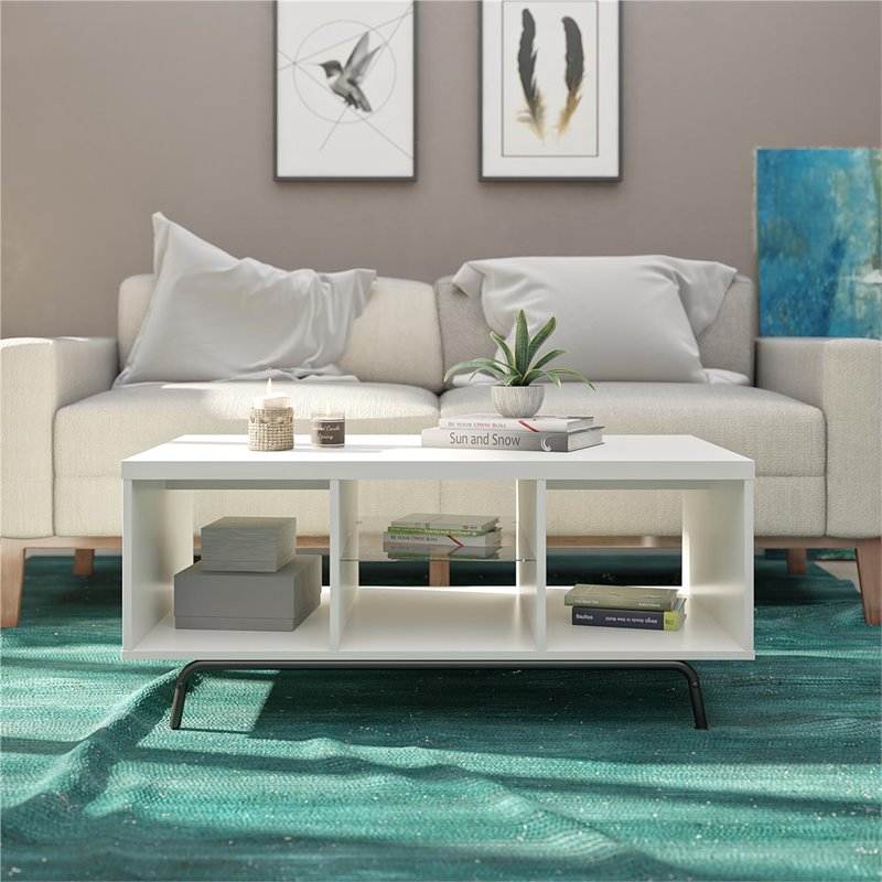 Pemberly Row Modern / Contemporary Engineered Wood Coffee Table in White