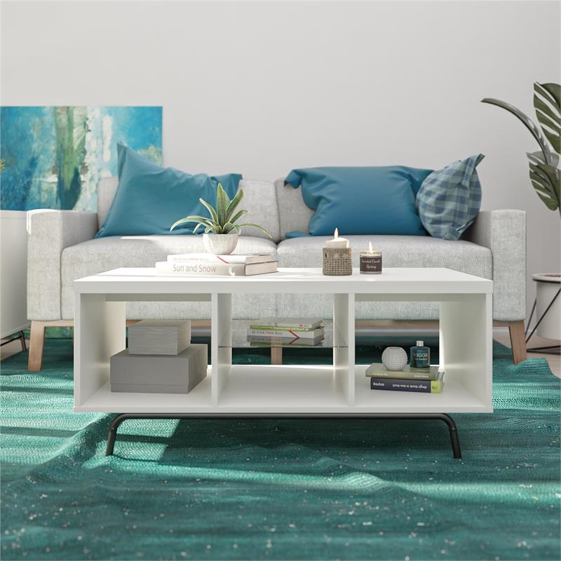 Pemberly Row Modern / Contemporary Engineered Wood Coffee Table in White