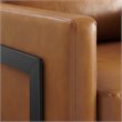 Pemberly Row Faux Leather Upholstered Accent Chair in Black and Tan
