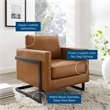 Pemberly Row Faux Leather Upholstered Accent Chair in Black and Tan