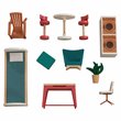 Pemberly Row Modern 13 Piece Wooden Plastic Townhome Dollhouse