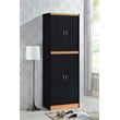 Pemberly Row 4 Door Kitchen Pantry w/ 4 Shelves 5 Compartments - Black and Beige