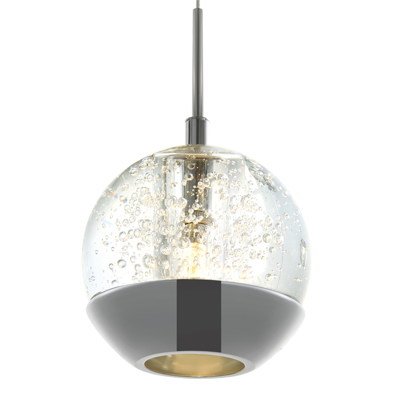 Pemberly Row 1 Light Down Contemporary Metal Mini Pendant in Chrome
