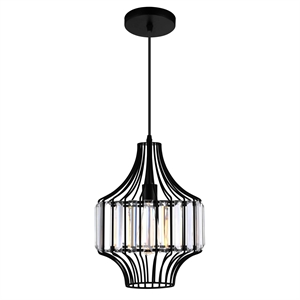 Pemberly Row 1 Light Down Contemporary Metal Pendant in Black