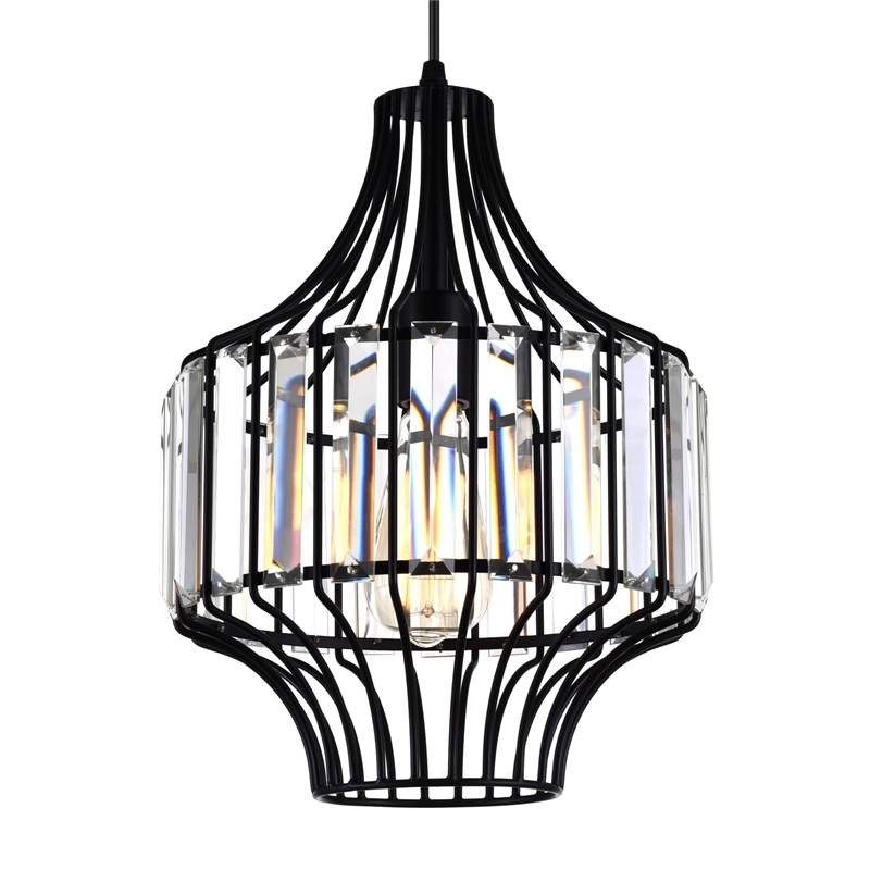 Pemberly Row 1 Light Down Contemporary Metal Pendant in Black