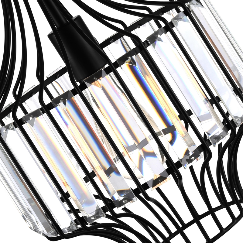 Pemberly Row 1 Light Down Contemporary Metal Pendant in Black