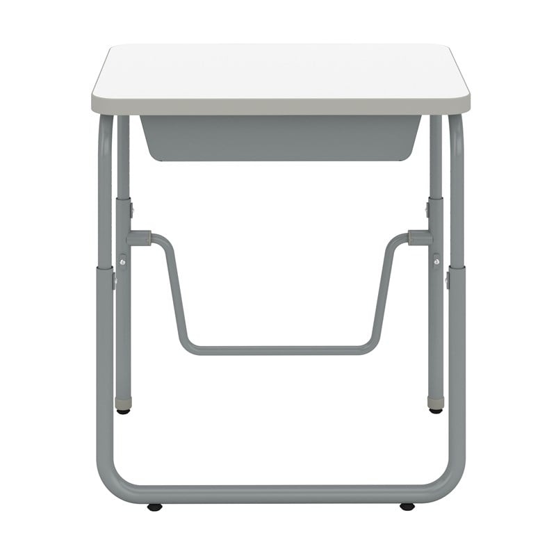 Pemberly Row Height Adjustable Student Desk Pendulum Bar & Book Box in White