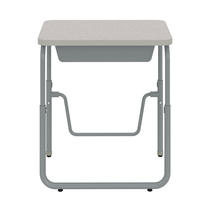 Pemberly Row Height Adjustable Student Desk Pendulum Bar & Book Box in Gray