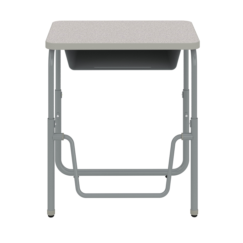 Pemberly Row Height Adjustable Student Desk Pendulum Bar & Book Box in Gray