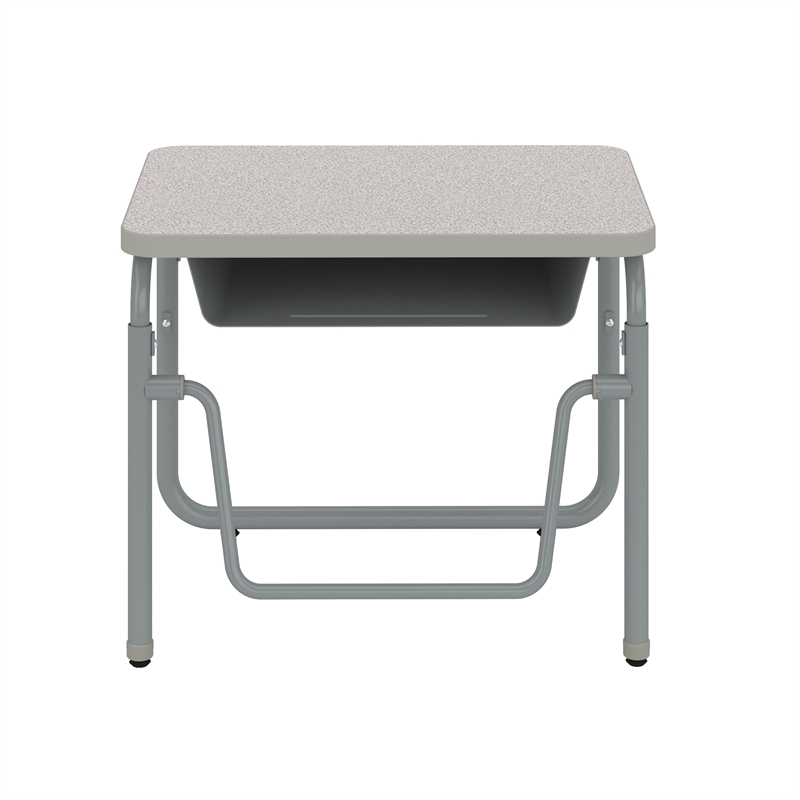Pemberly Row Height Adjustable Student Desk Pendulum Bar & Book Box in Gray