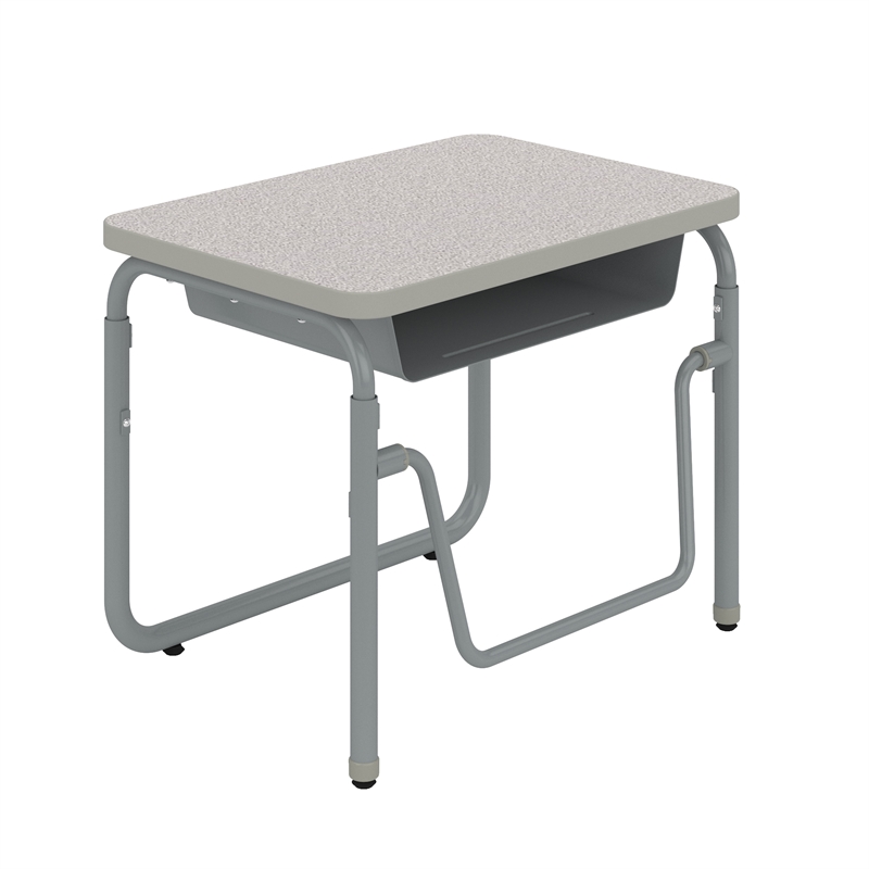 Pemberly Row Height Adjustable Student Desk Pendulum Bar & Book Box in Gray