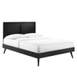 Pemberly Row Queen Wood Platform Bed with Splayed Legs in Black