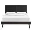 Pemberly Row Queen Wood Platform Bed with Splayed Legs in Black