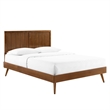 Pemberly Row Full Wood Platform Bed with Splayed Legs in Walnut