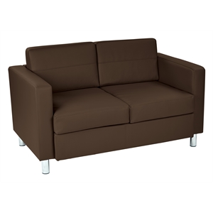 Pemberly Row Contemporary Loveseat In Dillon Brown Faux Leather