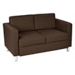 Pemberly Row Contemporary Loveseat In Dillon Brown Faux Leather