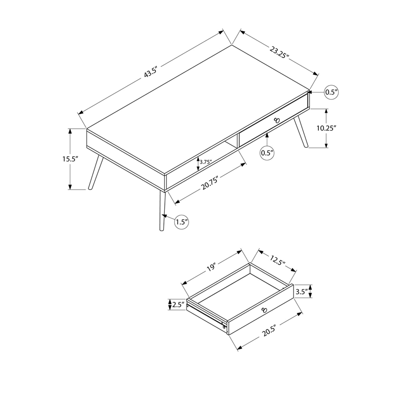 Pemberly Row Coffee Table Accent Cocktail Storage Living Room 44