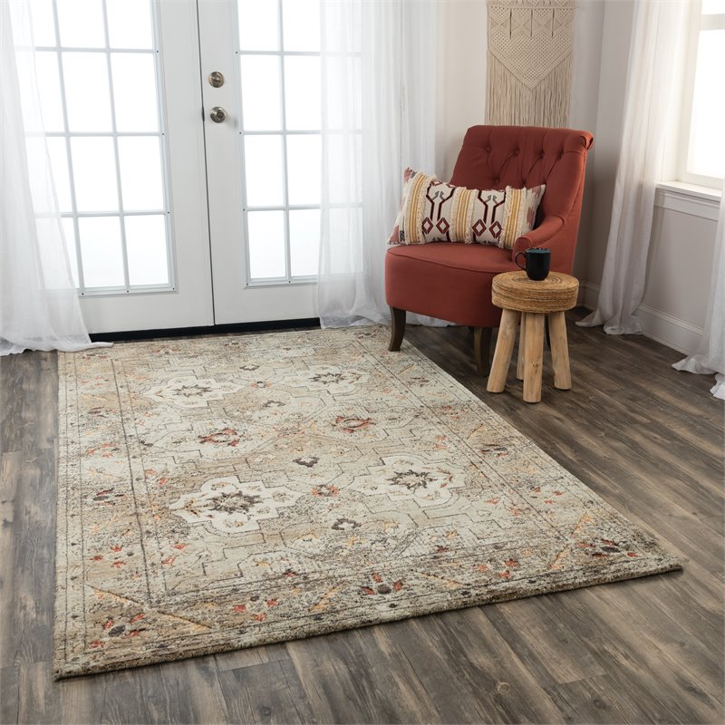 Pemberly Row 9' x 12' Classical Green/Beige/Apricot Hybrid Area Rug
