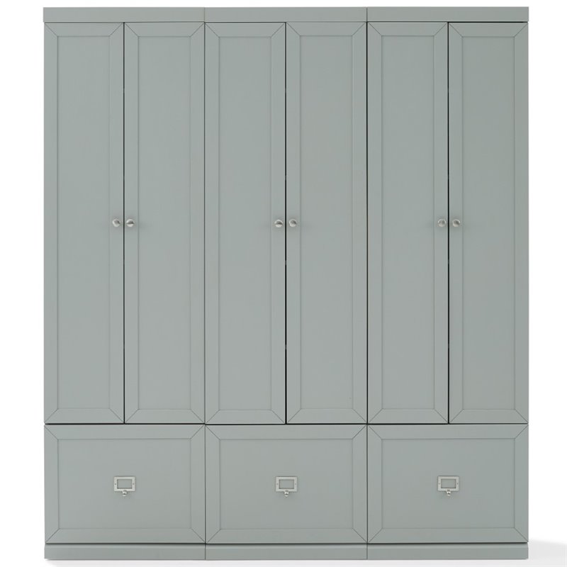 Pemberly Row Modern Wood/Metal Pantry Closet in Gray (Set of 3)