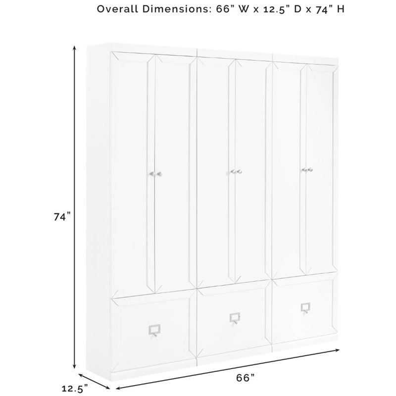 Pemberly Row Modern Wood/Metal Pantry Closet in Gray (Set of 3)