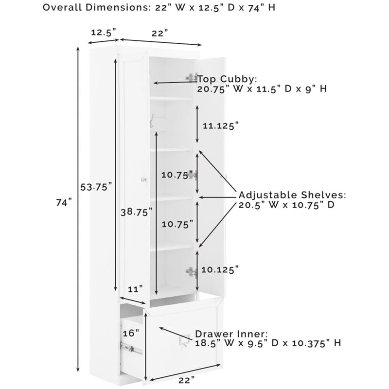 Pemberly Row Modern Wood/Metal Pantry Closet in Gray (Set of 3)
