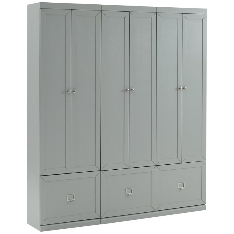 Pemberly Row Modern Wood/Metal Pantry Closet in Gray (Set of 3)