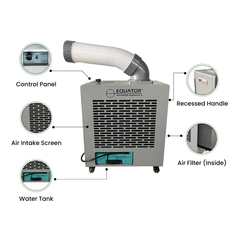 Pemberly Row Modern Outdoor Portable Air Conditioner in Silver