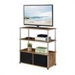 Pemberly Row TV Stand with Storage Cabinets and Shelves in Nutmeg Wood