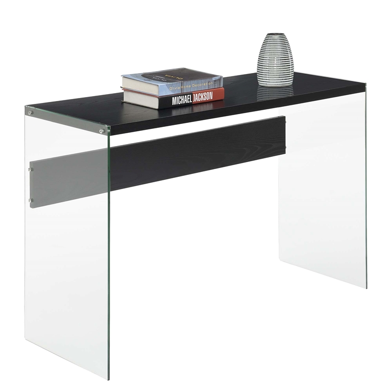 Pemberly Row Contemporary Contemporary Console Table/Desk in Black Wood Finish
