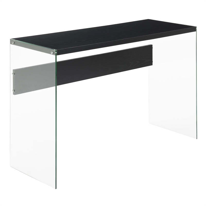 Pemberly Row Contemporary Contemporary Console Table/Desk in Black Wood Finish