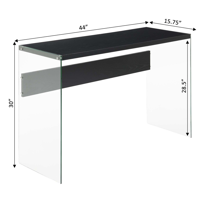 Pemberly Row Contemporary Contemporary Console Table/Desk in Black Wood Finish