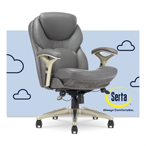 Pemberly Row Back in Motion Office Chair in Gray Bonded Leather