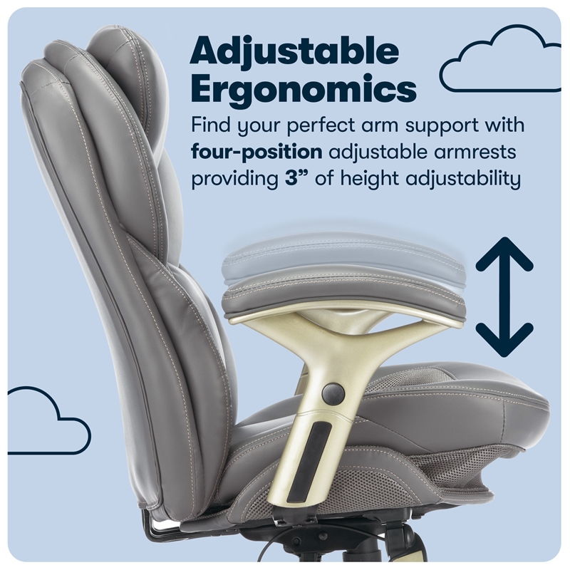 Pemberly Row Back in Motion Office Chair in Gray Bonded Leather