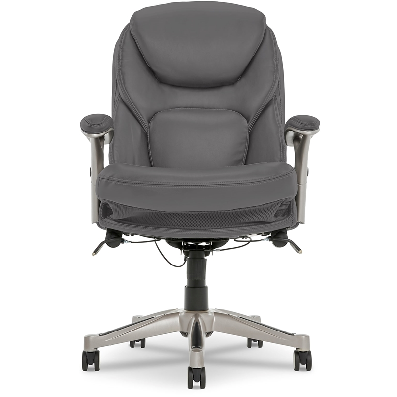 Pemberly Row Back in Motion Office Chair in Gray Bonded Leather