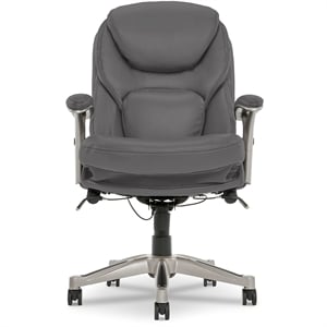 Pemberly Row Back in Motion Office Chair in Gray Bonded Leather