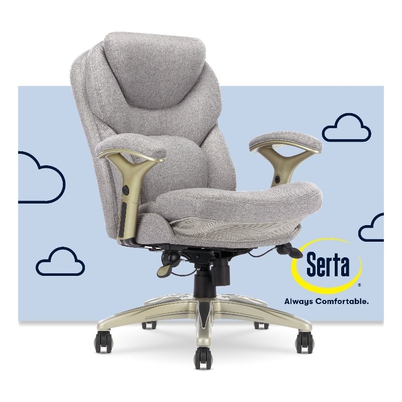Pemberly Row Back in Motion Office Chair in Light Gray Fabric