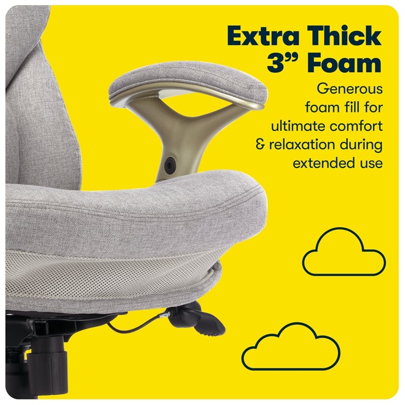 Pemberly Row Back in Motion Office Chair in Light Gray Fabric