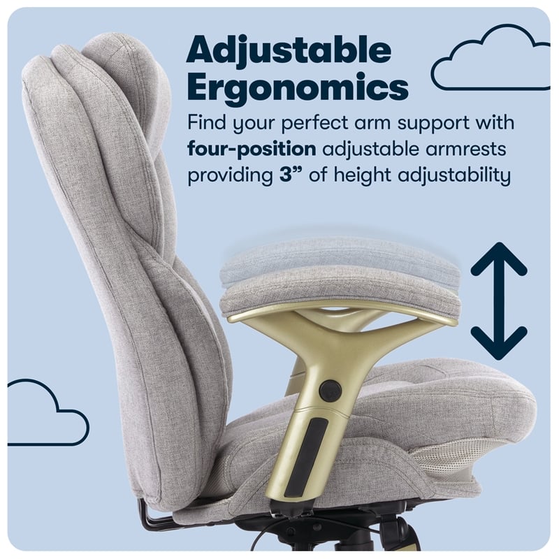 Pemberly Row Back in Motion Office Chair in Light Gray Fabric