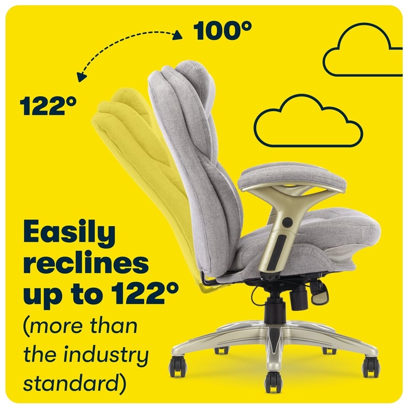 Pemberly Row Back in Motion Office Chair in Light Gray Fabric