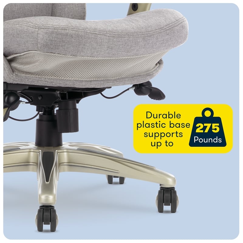 Pemberly Row Back in Motion Office Chair in Light Gray Fabric