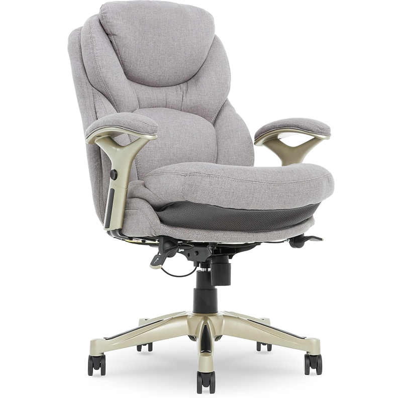 Pemberly Row Back in Motion Office Chair in Light Gray Fabric