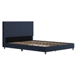 Pemberly Row Upholstered Bed with USB Dual Port Queen in Navy Linen