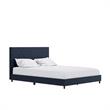 Pemberly Row Upholstered Bed with USB Dual Port Queen in Navy Linen