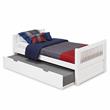 Pemberly Row White Twin Size Platform Bed with Twin Trundle - Mission Headboard