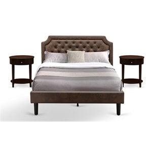 Pemberly Row 3 Pieces Wood Queen Bedroom Set in Brown/Mahogany