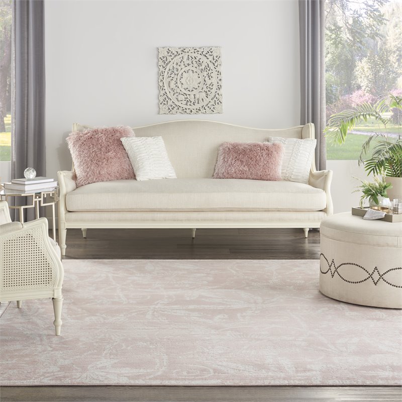 Pemberly Row 7' x 10' Pink Fabric Farmhouse Area Rug (7' x 10')