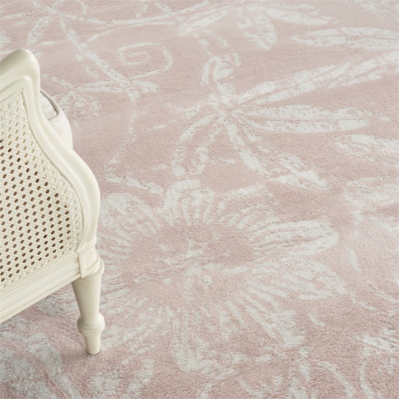 Pemberly Row 7' x 10' Pink Fabric Farmhouse Area Rug (7' x 10')