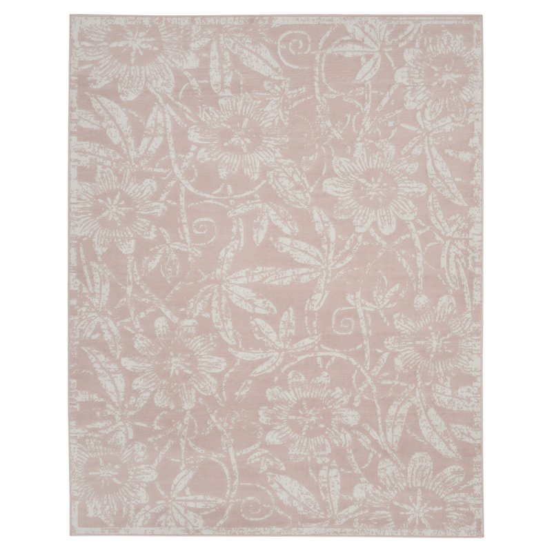 Pemberly Row 7' x 10' Pink Fabric Farmhouse Area Rug (7' x 10')