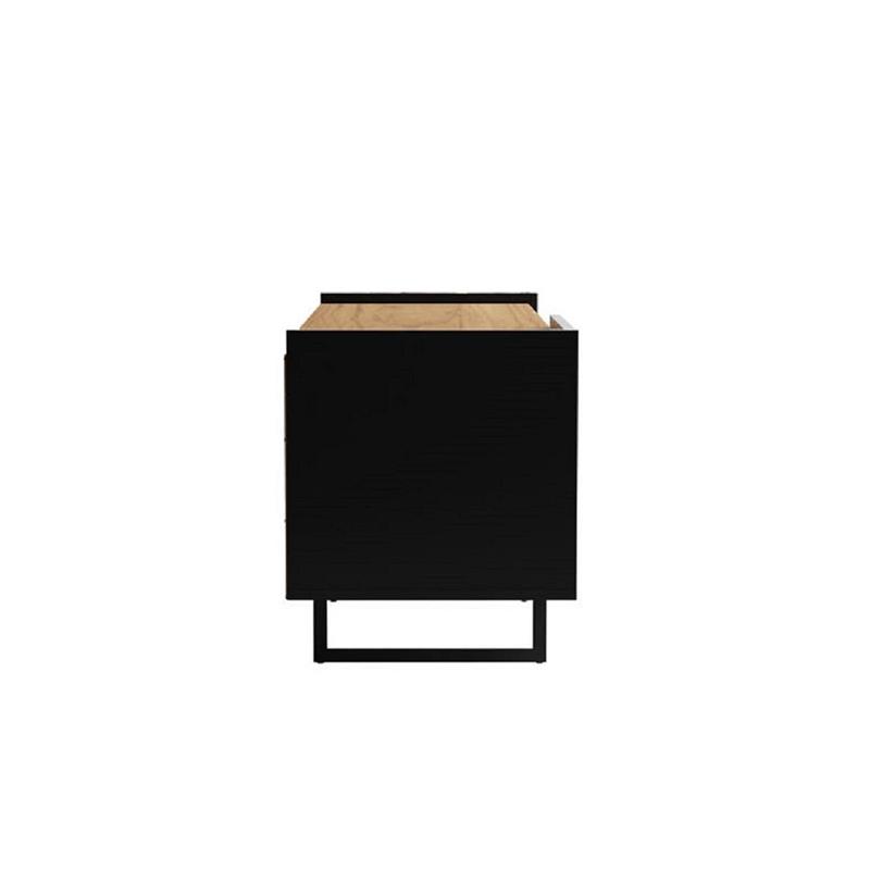 Pemberly Row Sleek Modern TV Stand with 4 Shelves in Black Cinnamon