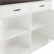 Pemberly Row Modern Wood Kitchen Island with Saddle Stools in White